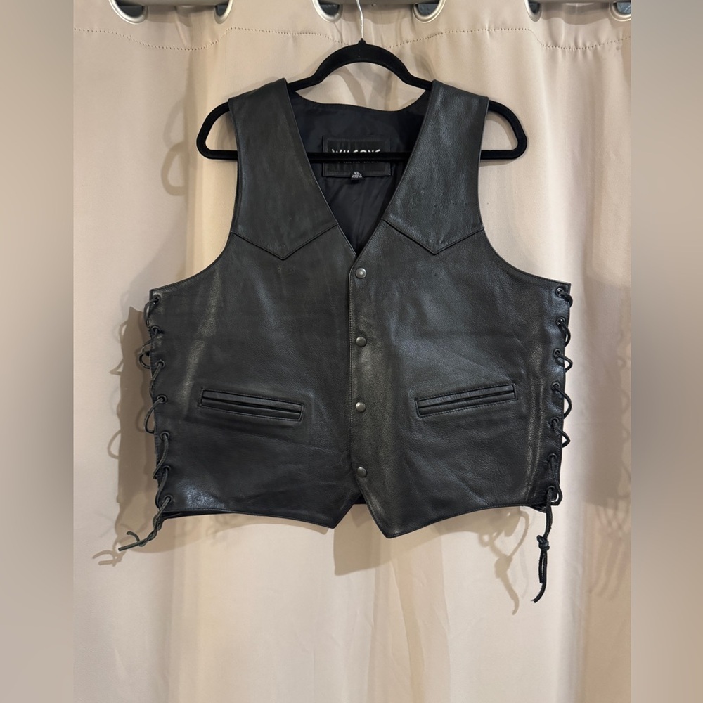 Wilson’s Black Leather Vest with Lace-Up Sides